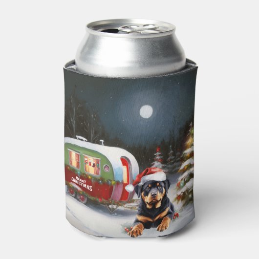 Winter Rottweiler Caravan Kerstavontuur Blikjeskoeler (Blikje Voorkant)