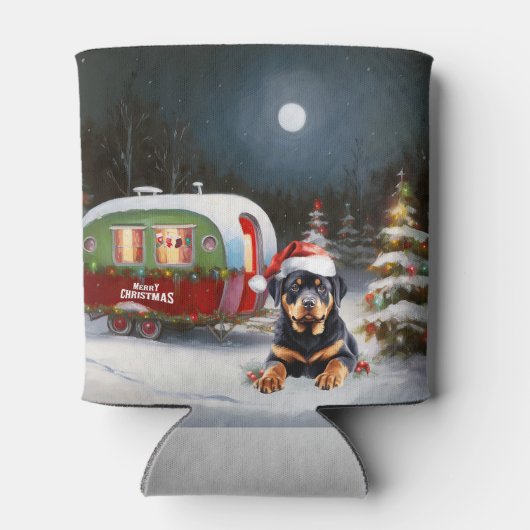 Winter Rottweiler Caravan Kerstavontuur Blikjeskoeler (Achterkant)