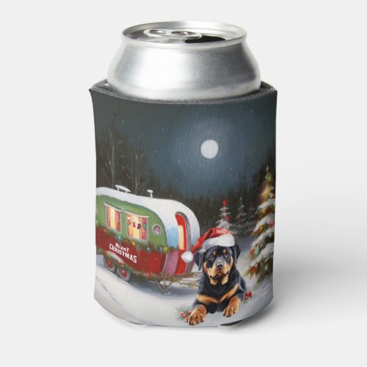 Winter Rottweiler Caravan Kerstavontuur Blikjeskoeler (Blikje Achterkant)