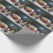 Winter Rottweiler Caravan Kerstavontuur Cadeaupapier (Hoek)