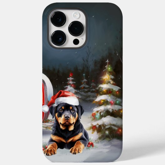 Winter Rottweiler Caravan Kerstavontuur Case-Mate iPhone Case (Achterkant)