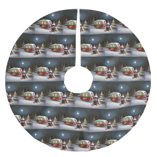 Winter Rottweiler Caravan Kerstavontuur Kerstboom Rok (Voorkant)