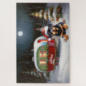 Winter Rottweiler Caravan Kerstavontuur Legpuzzel (Verticaal)