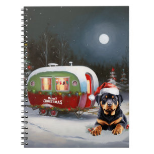 Winter Rottweiler Caravan Kerstavontuur Notitieboek
