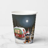 Winter Rottweiler Caravan Kerstavontuur Papieren Bekers (Achterkant)