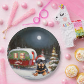 Winter Rottweiler Caravan Kerstavontuur Papieren Bordje (Feest)