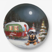 Winter Rottweiler Caravan Kerstavontuur Papieren Bordje (Voorkant)