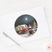Winter Rottweiler Caravan Kerstavontuur Ronde Sticker (Envelop)