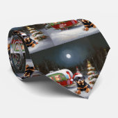 Winter Rottweiler Caravan Kerstavontuur Stropdas (Opgerold)