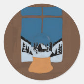 Winter Round Stickers - Decorative Snow Globe  (Voorkant)