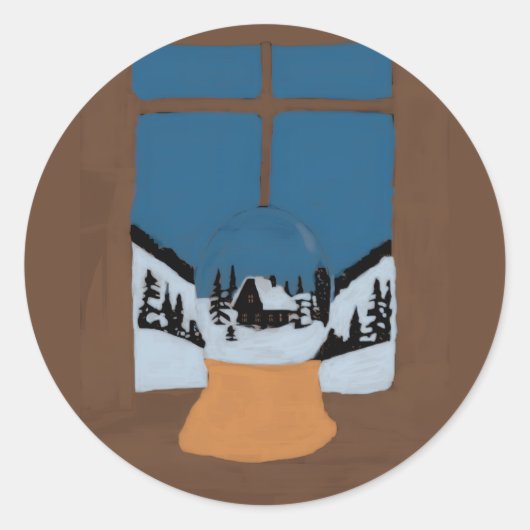 Winter Round Stickers - Decorative Snow Globe (Voorkant)