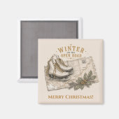 Winter Route 66 Kerst Koelkast Decor Magneet (Voorkant / Achterkant)