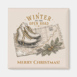 Winter Route 66 Kerst Koelkast Decor Magneet