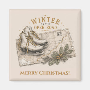 Winter Route 66 Kerst Koelkast Decor Magneet