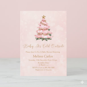 Winter Roze Baby Het is koud buiten Baby shower Kaart