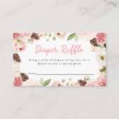 Winter Roze Baby shower Diaper Raffle Ticket Informatiekaartje (Voorkant)