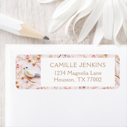 Winter Roze Baby shower Retour Adres Label (Insitu)