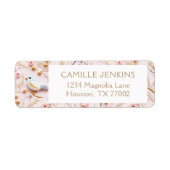 Winter Roze Baby shower Retour Adres Label (Voorkant)