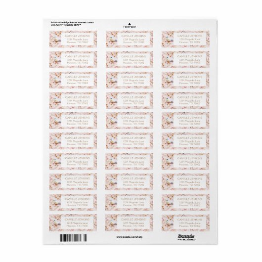 Winter Roze Baby shower Retour Adres Label (Full Sheet)