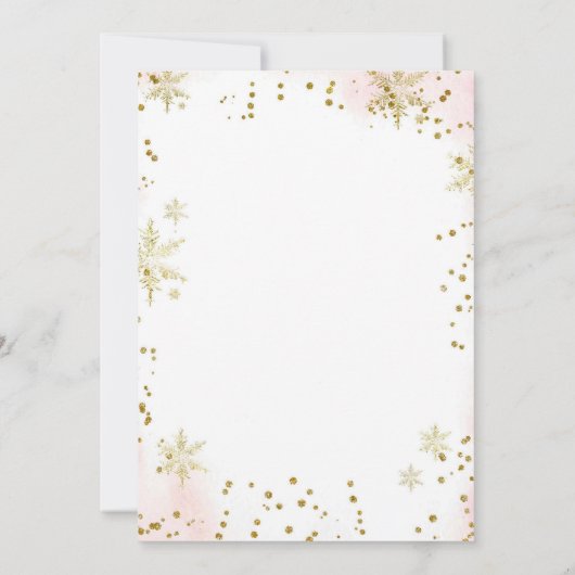 Winter Roze Baby Sprinkle Girl Baby shower Kaart (Achterkant)