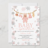 Winter Roze Baby Sprinkle Snowflakes Baby shower Kaart (Voorkant)