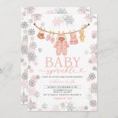Winter Roze Baby Sprinkle Snowflakes Baby shower Kaart (Voorkant / Achterkant)