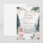 Winter Roze berken Bos sneeuw roze bos Kaart (Voorkant / Achterkant)