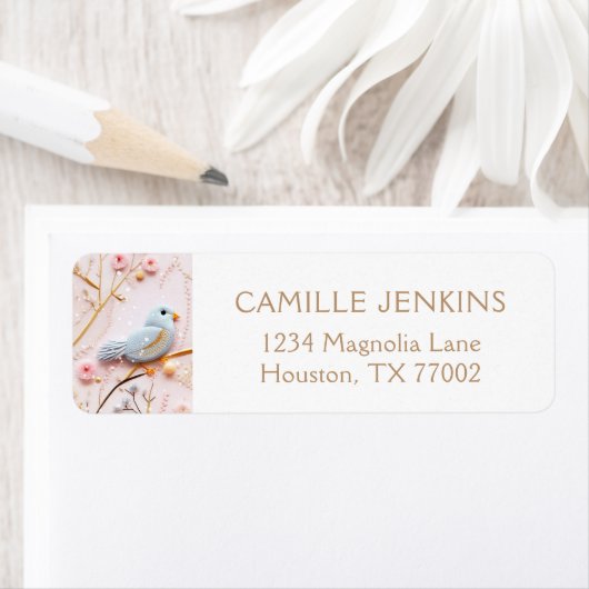 Winter Roze Bloemen Baby shower Etiket (Insitu)