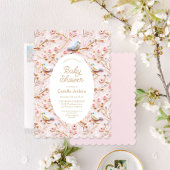Winter Roze Bloemen Meisje Baby shower Invitation Kaart