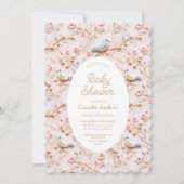 Winter Roze Bloemen Meisje Baby shower Invitation Kaart (Voorkant)
