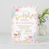 Winter Roze Bloemige Sneeuwvlokken Onederful Rendi Kaart (Staand voorkant)