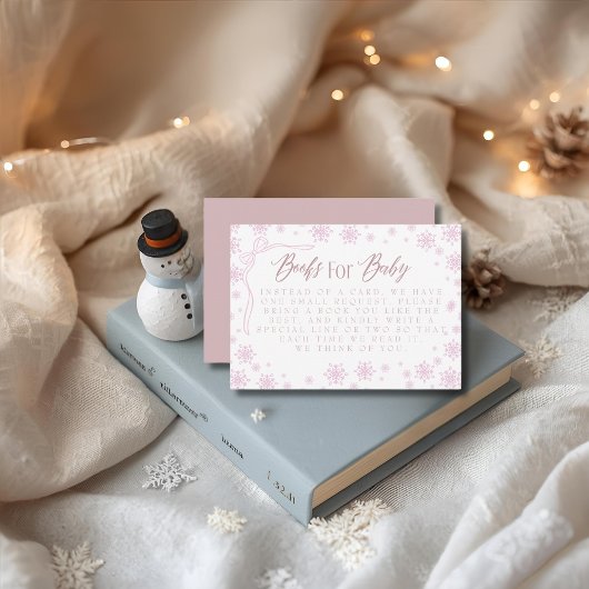 Winter Roze Boeken voor Baby Baby shower Informatiekaartje