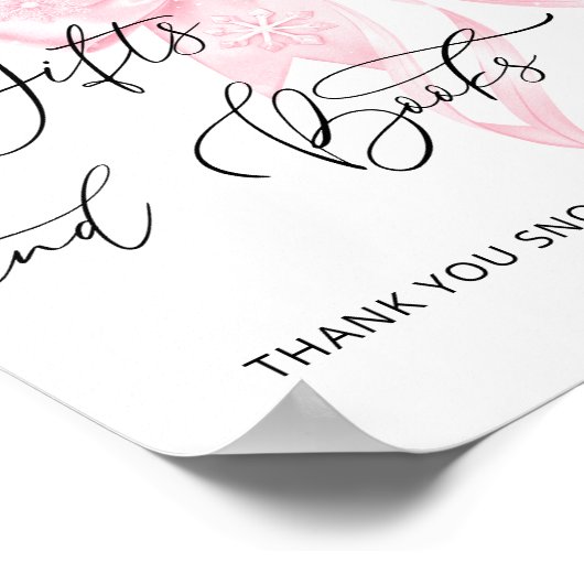Winter Roze Bow Baby shower Cadeau Boek Poster (Hoek)