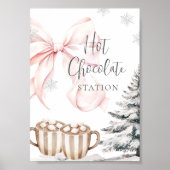 Winter Roze Bow Hot Chocolate Tafel Teken Poster (Voorkant)