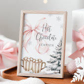Winter Roze Bow Hot Chocolate Tafel Teken Poster