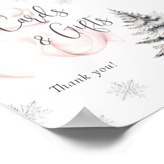 Winter Roze Bow Kaarten & Geschenken Tafelteken Poster (Hoek)