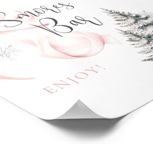 Winter Roze Bow Smores Bar Tafelteken Poster (Hoek)