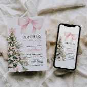 Winter Roze Bow Verjaardag Uitnodiging