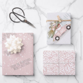 Winter Roze caravanvakantiepapier met naam Inpakpapier Vel