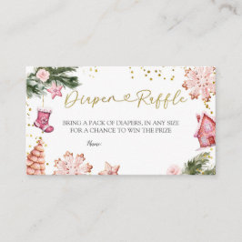 Winter Roze Cookie Baby shower Luier Raffle Informatiekaartje