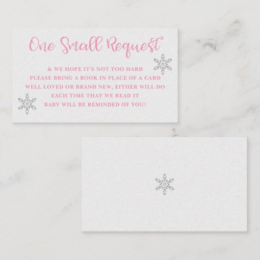 Winter Roze en Silver Book Request Kaart Visitekaartje (Voorkant / Achterkant)