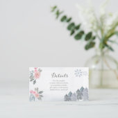 Winter Roze Floral Baby shower Tussenkaart Informatiekaartje (Staand voorkant)