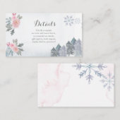 Winter Roze Floral Baby shower Tussenkaart Informatiekaartje (Voorkant / Achterkant)