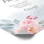 Winter Roze Floral Girl Momosa Bar Sign Poster (Hoek)