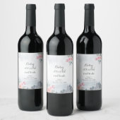 Winter Roze Floral kerstwijn Etiket op fles (Flessen)