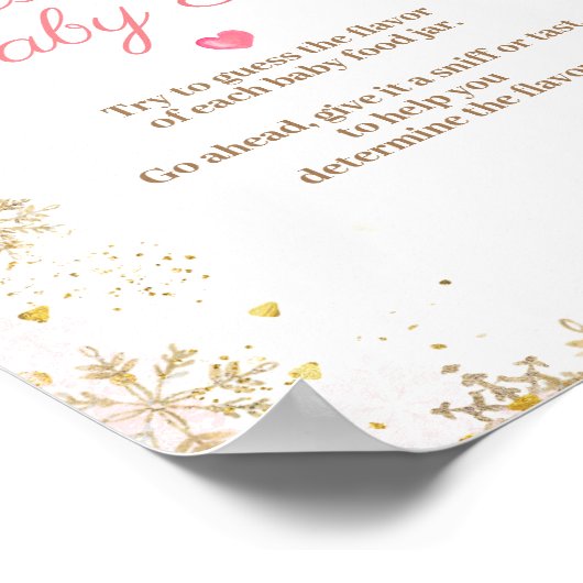Winter Roze Floral Snowflake Raad Baby Poster (Hoek)