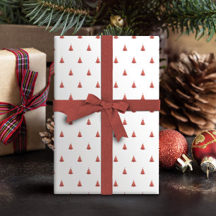 Winter Roze Goud En Witte Kerstboom Vakantie Cadeaupapier