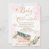 Winter Roze Gouden Sneeuwvlok Baby shower Kaart (Voorkant)