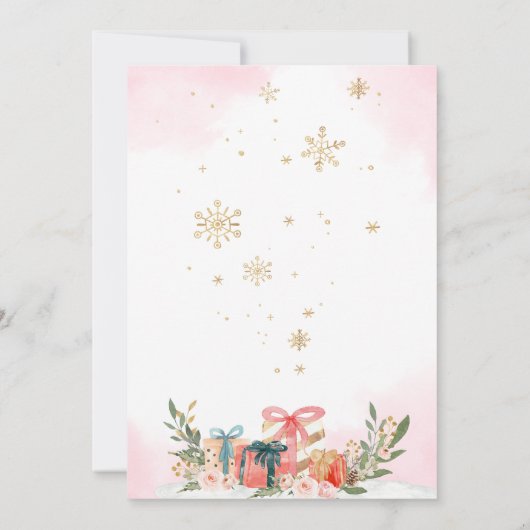 Winter Roze Gouden Sneeuwvlok Baby shower Kaart (Achterkant)