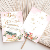 Winter Roze Gouden Sneeuwvlok Baby shower Kaart